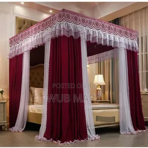 Luxury 4-Sided Double Canopy Mosquito Net ባለ 2 ተደራቢ ዘመናዊ ዛንዚራ