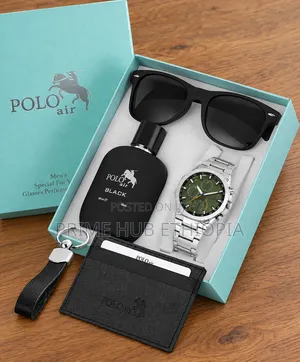 POLO AIR MEN'S Combination Set Wristwatch Glasses Perfume Card Holder