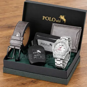 POLO AIR Men's Wristwatch Belt Wallet Card Holder Perfume Gift