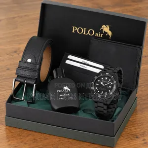 POLO AIR Men's Wristwatch Belt Wallet Card Holder Perfume Gift