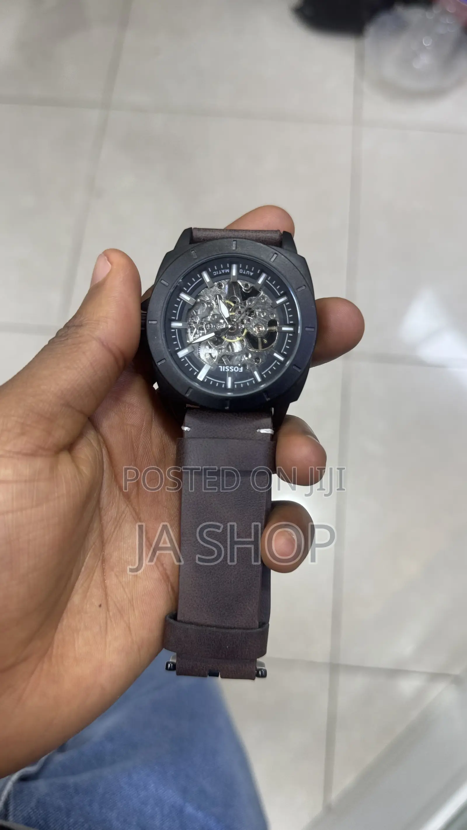 Fossil Automatic Keleton Leather Watch