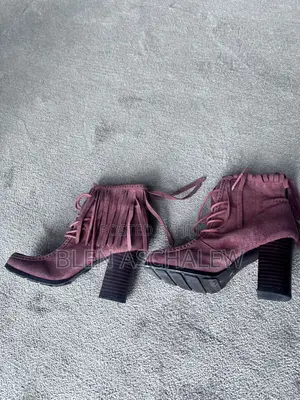 Stylish Suede Fringe Ankle Boots Chunky Hee
