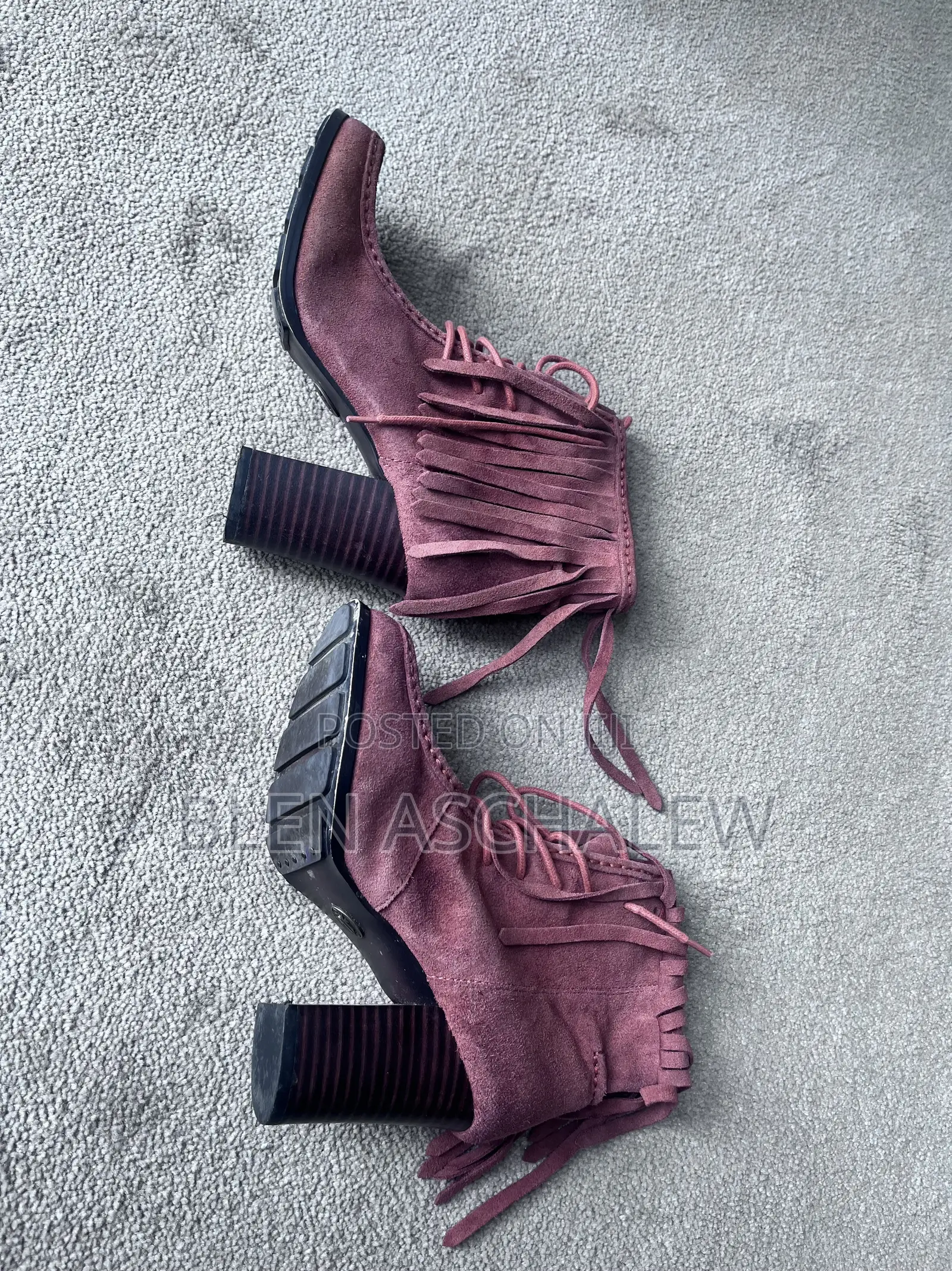 Stylish Suede Fringe Ankle Boots Chunky Hee