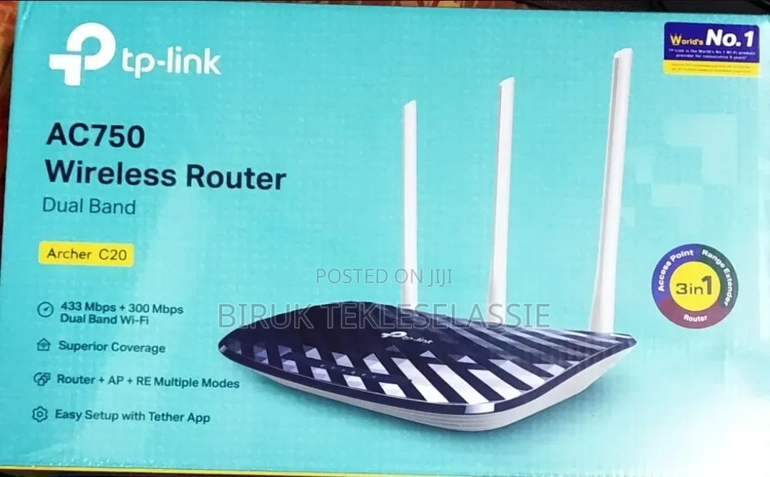 TP-Link Archer C20 AC750 Wireless Dual Band Router- 3 Antennas, 3-in-1
