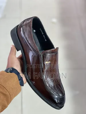 Men's Formal Leather Slip-on Loafers in a Deep Polished Brown Finish