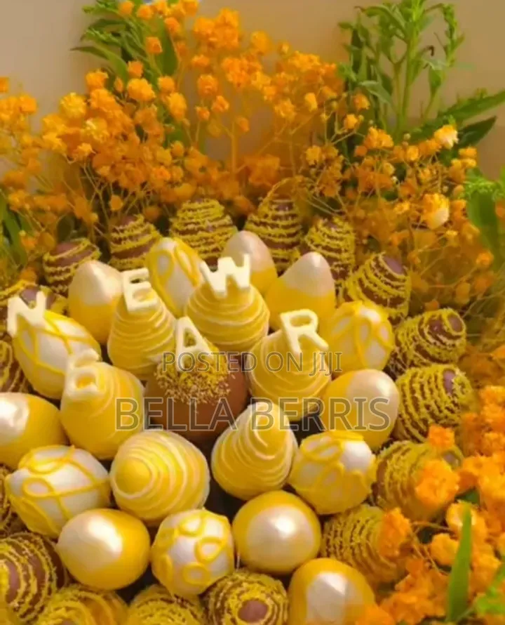 Chocolate Covered Strawberries With Unique Natural Flowers