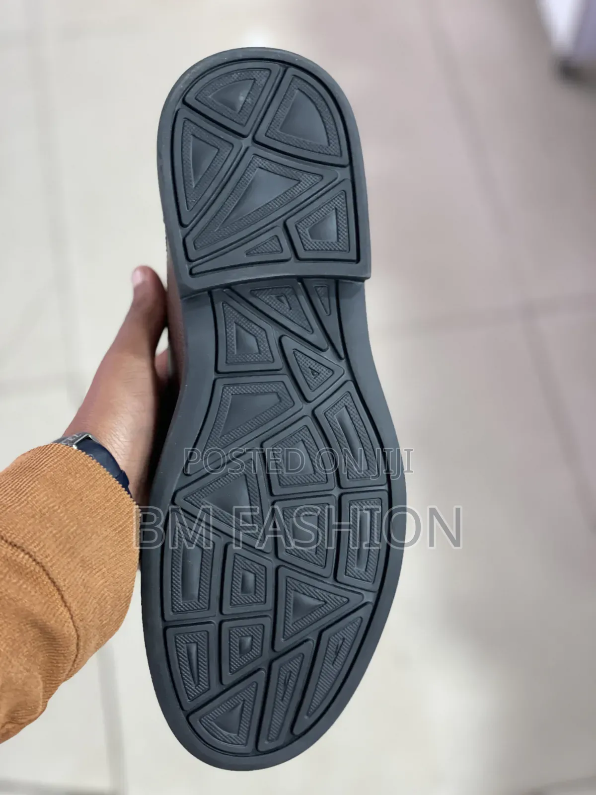 Brown Textured Leather Slip-on Casual Shoe With Dark Thick Rubber Sole