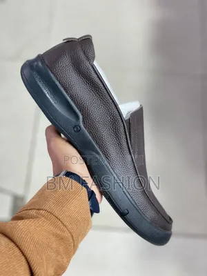 Clark's Brown Leather Slip-on Shoes Elastic Side Gore Panels Flat Sole