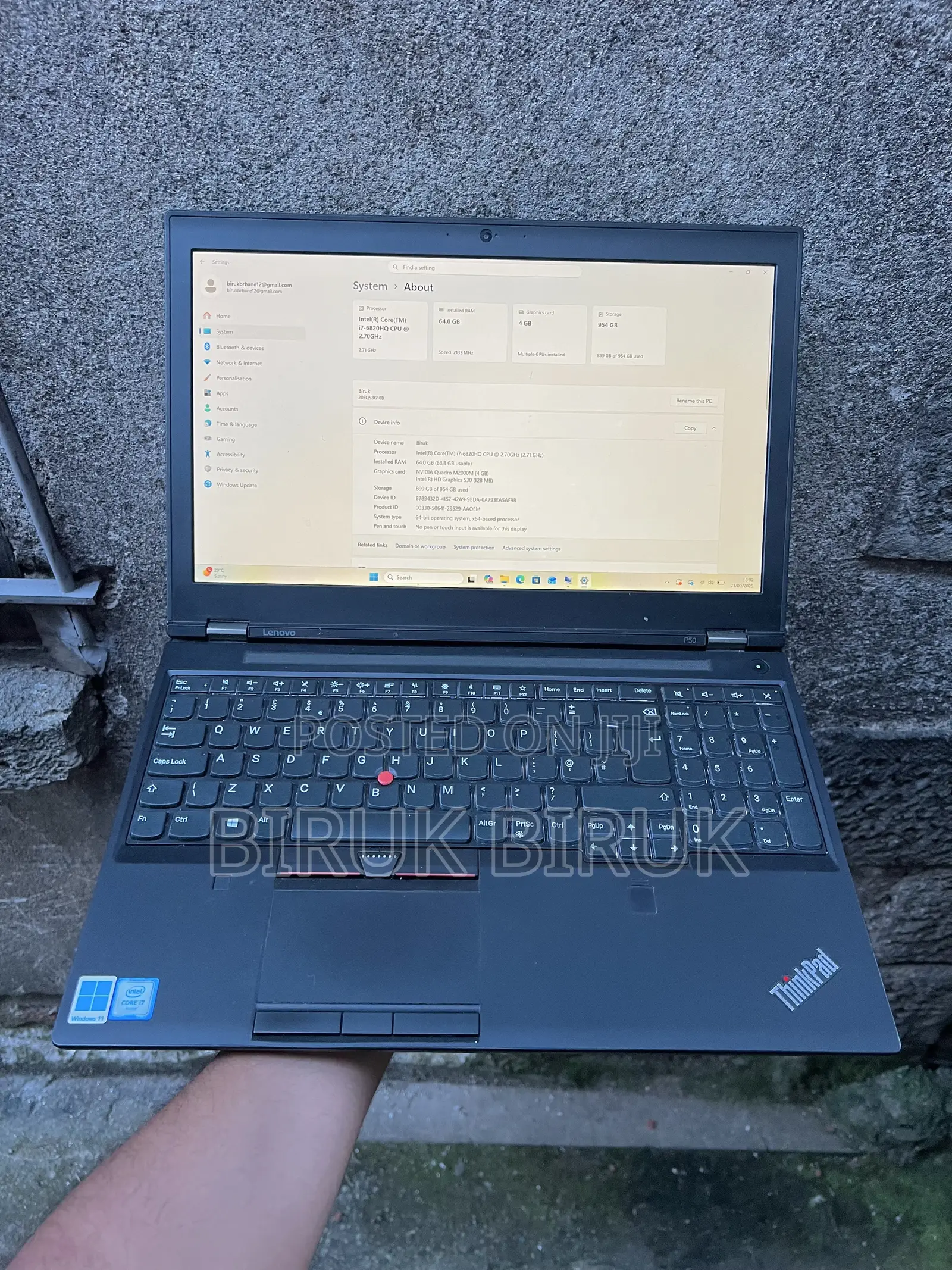 Laptop Lenovo ThinkPad P50 64GB Intel Core i7 SSD 1T