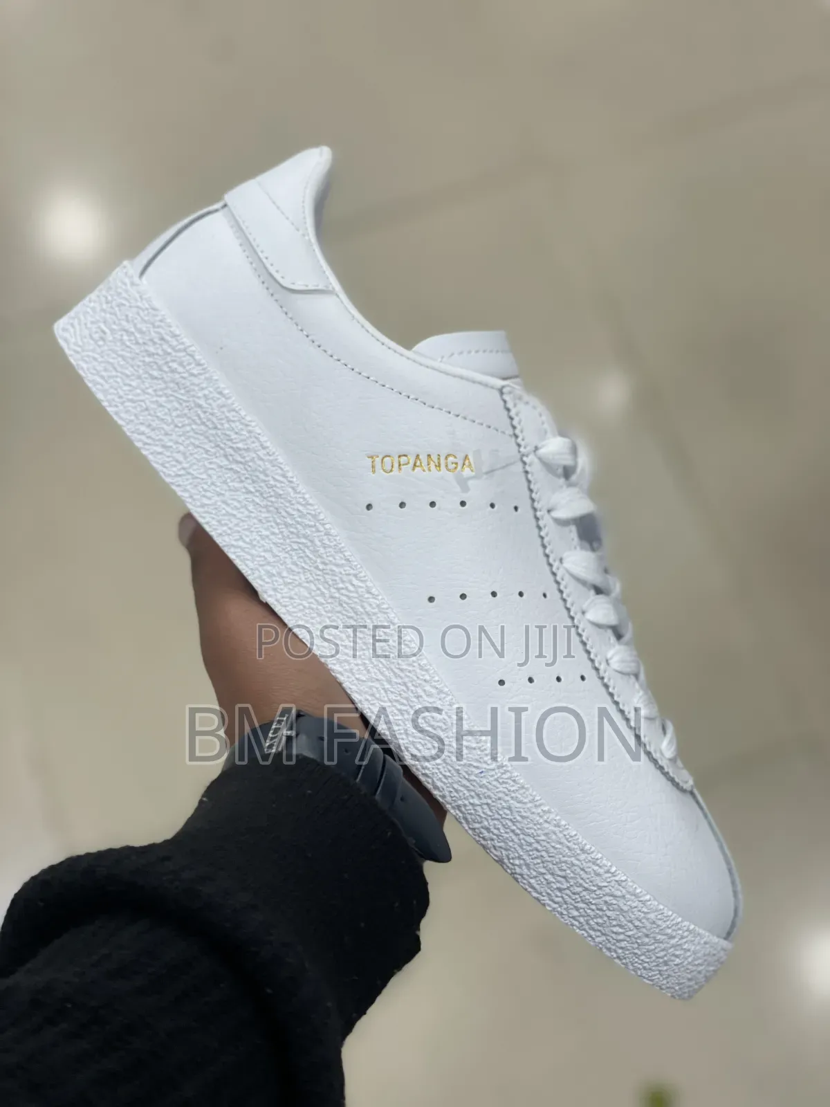 White Leather Adidas Topanga Sneakers Featuring Gold Foil Branding