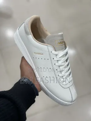 Off-White Leather Adidas Topanga Sneaker With Perforated Three-Stripes