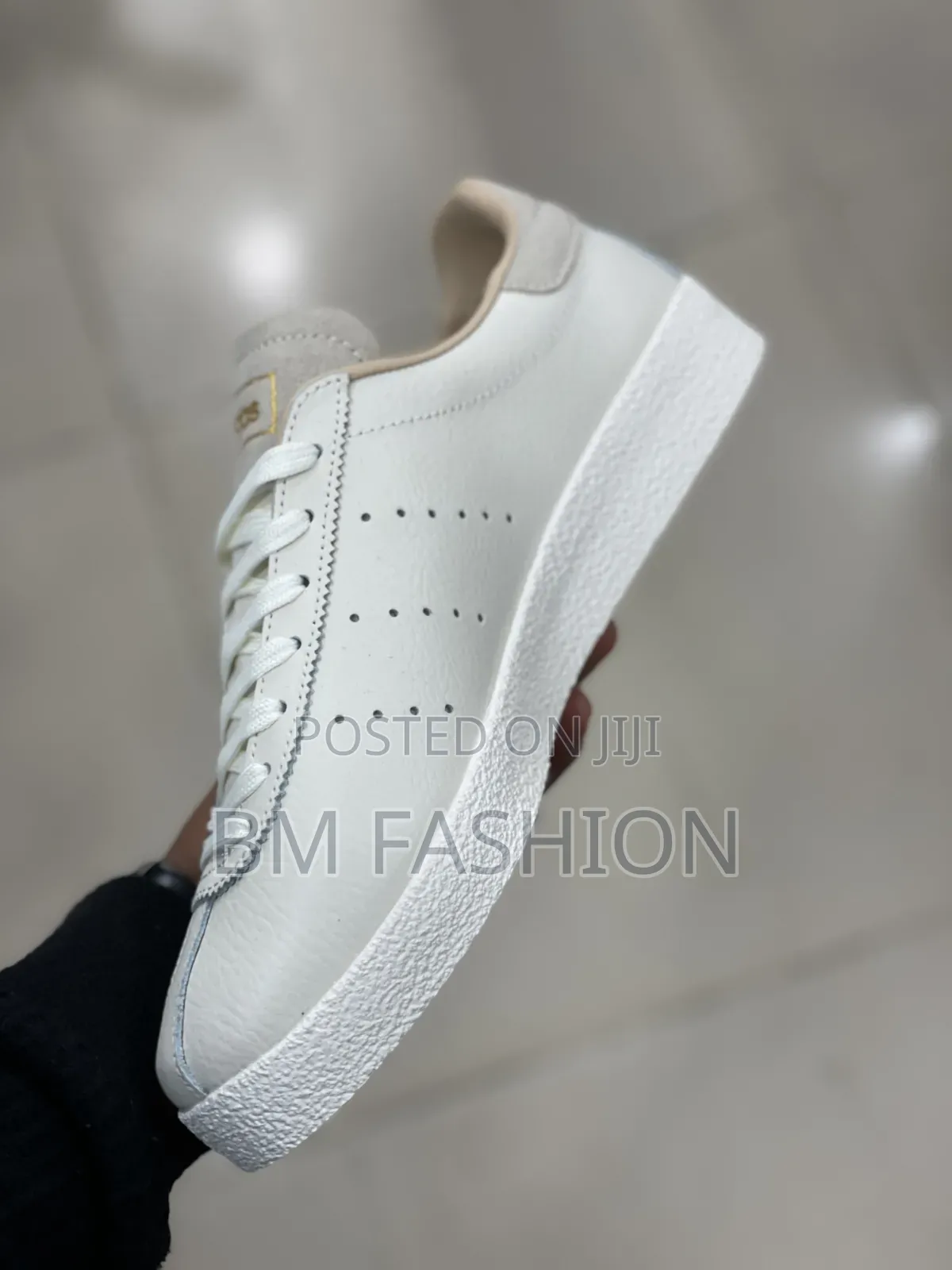 Off-White Leather Adidas Topanga Sneaker With Perforated Three-Stripes