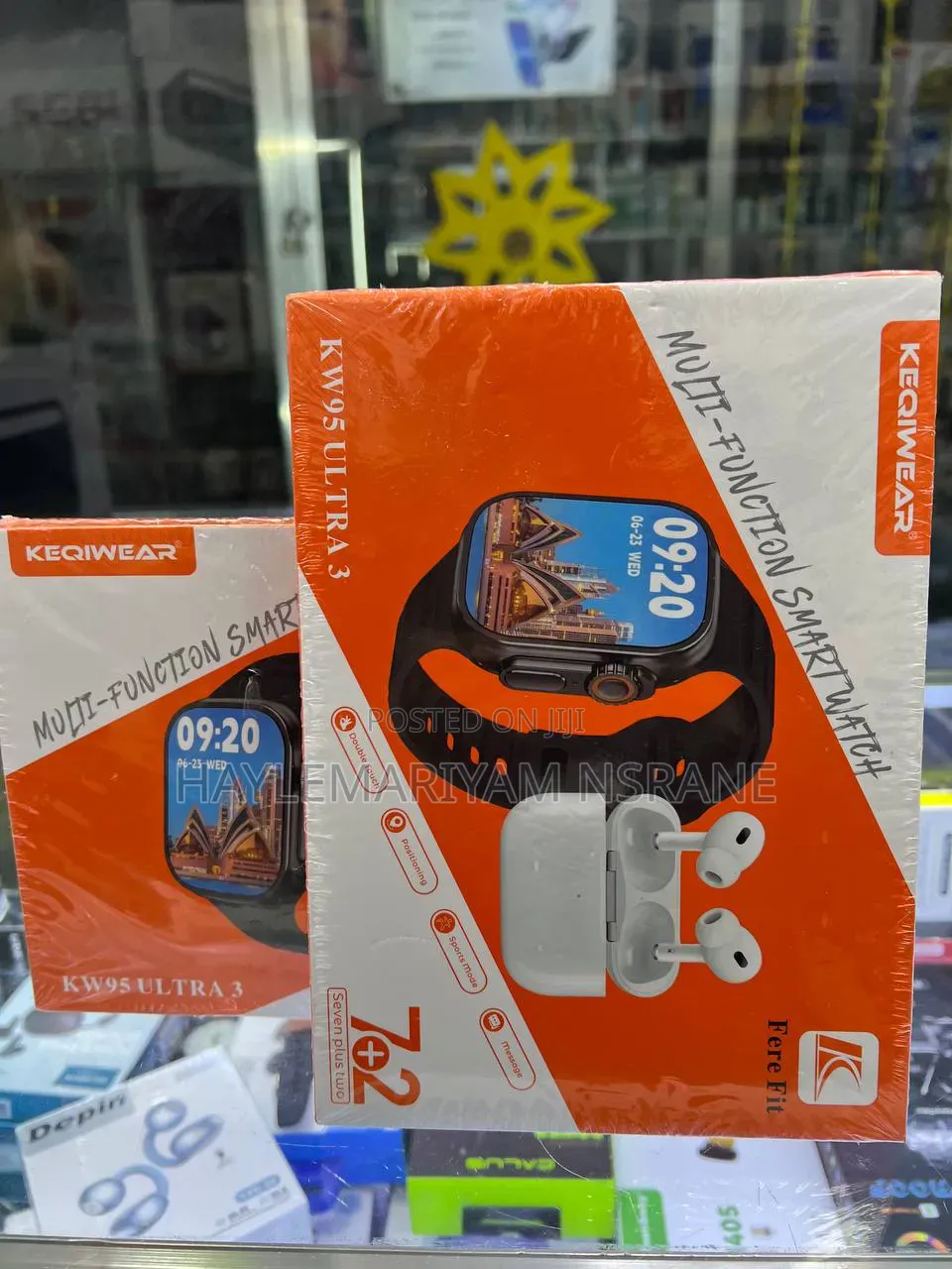 Keqiwear KW95 Ultra 3 Smartwatch Combo With Wireless Earbuds Straps