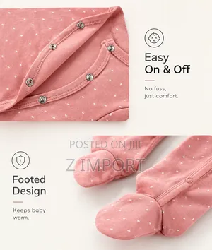 3-PC Pack Long-Sleeved, Covered-Foot Romper Cotton Onesie