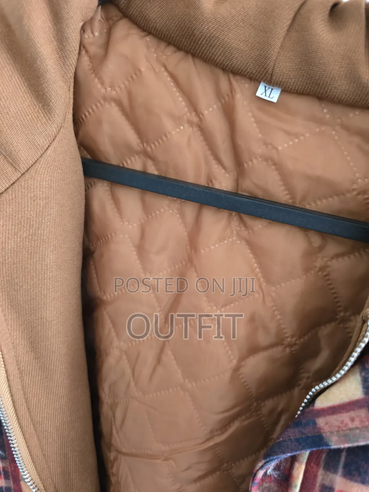 Hooded Plaid Quilted Jacket