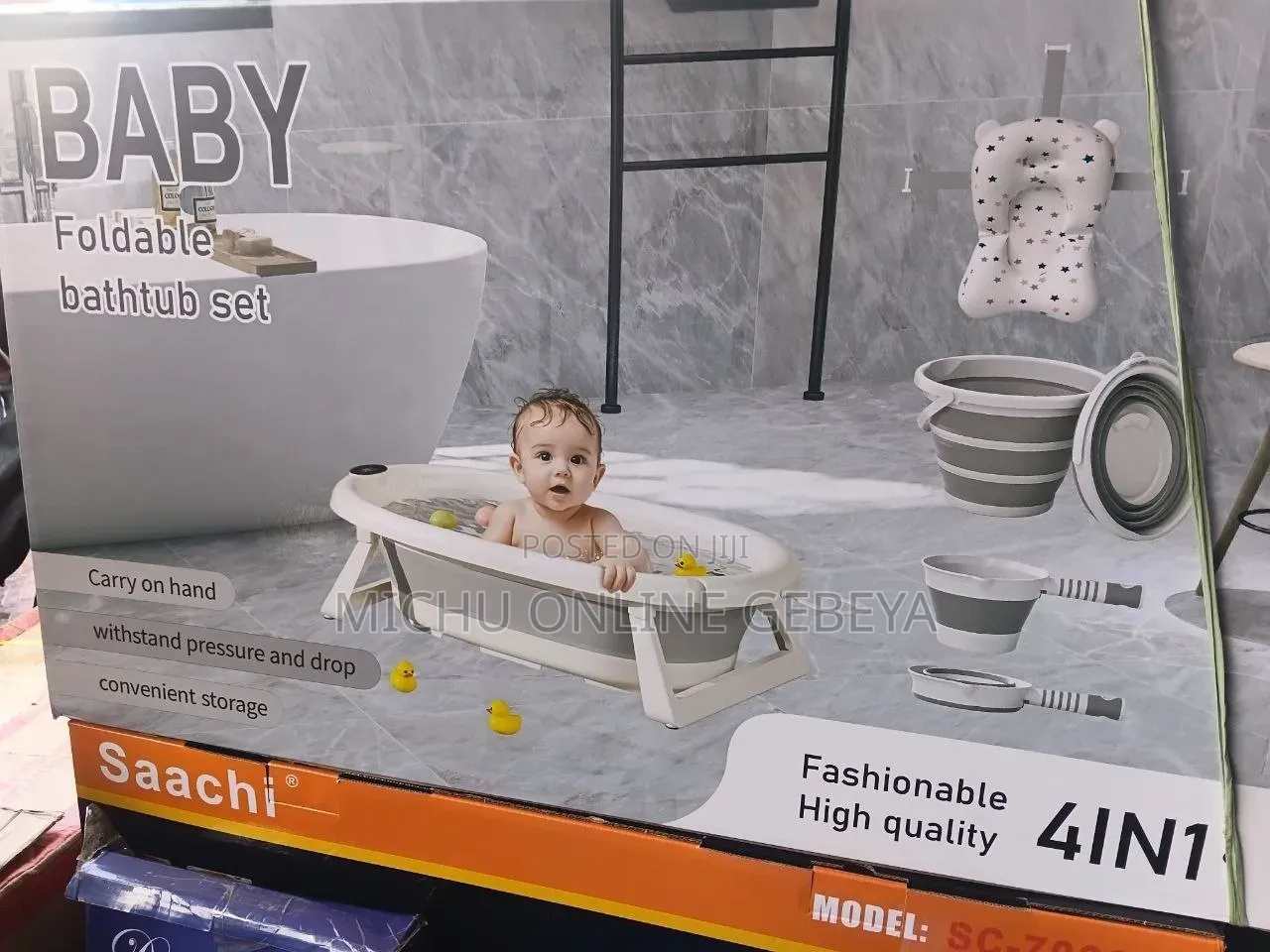 Foldable Baby Bath Tub With Accessories 4-in-1/Free Delivery