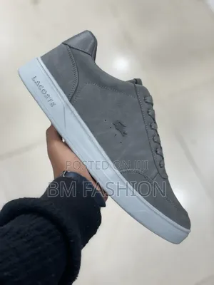 Grey Lacoste Casual Low-Top Sneaker Subtle Crocodile Logo on the Side