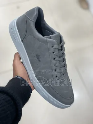 Grey Lacoste Casual Low-Top Sneaker Subtle Crocodile Logo on the Side