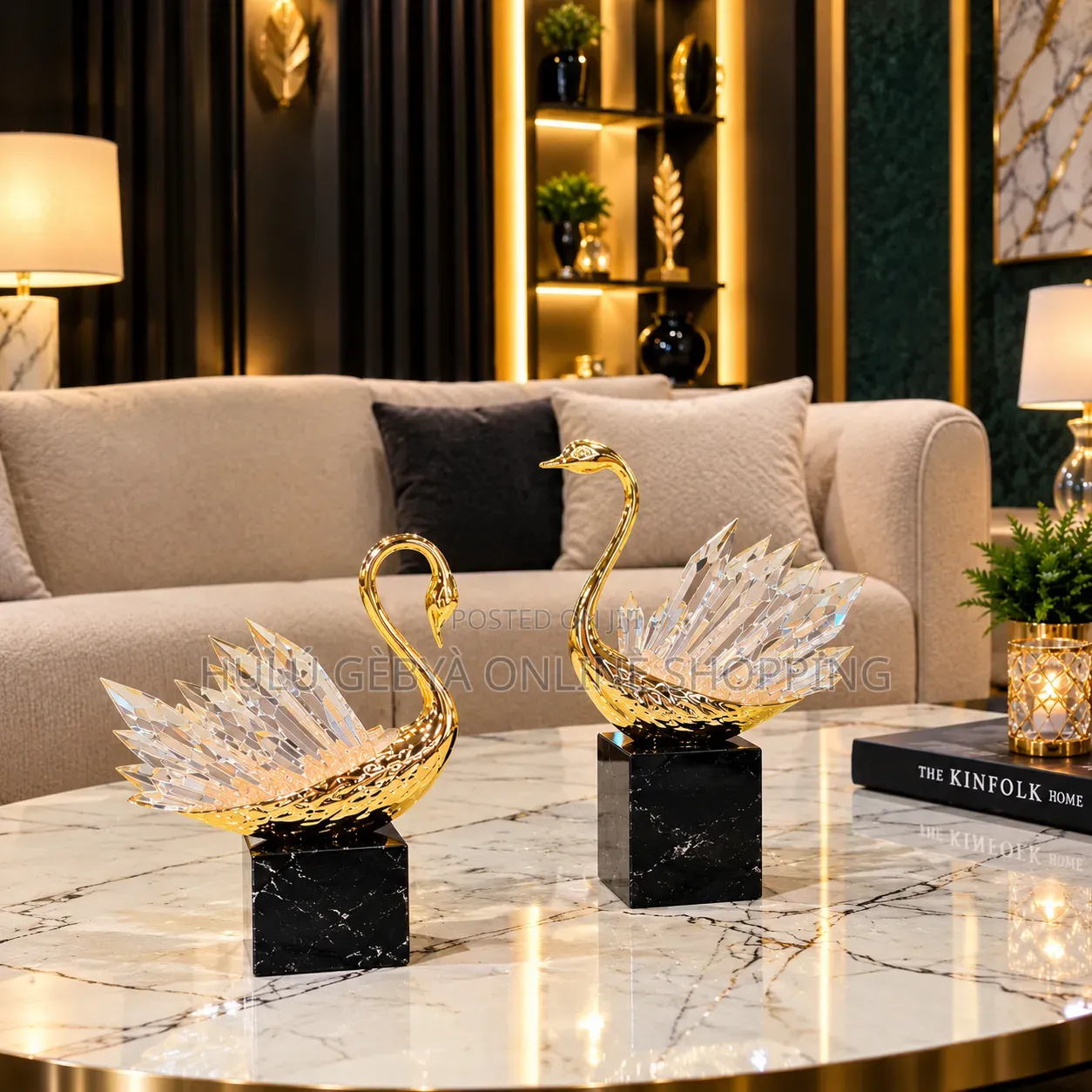 Beautiful Gold Crystal Swan Décor Pieces From Baro Home