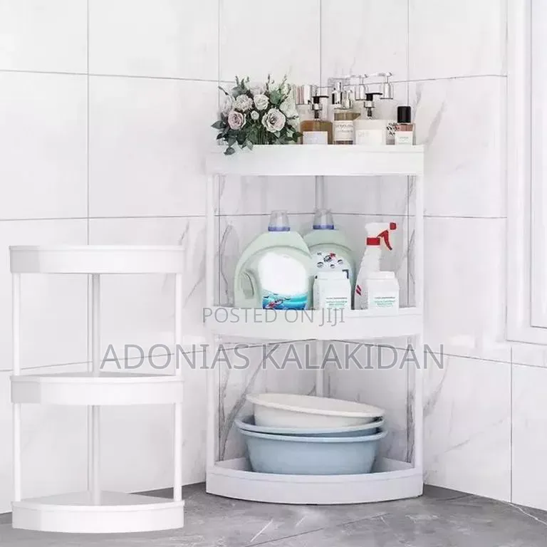 3-Tier Triangular Corner Shelf, Often Marketed for Bathroom