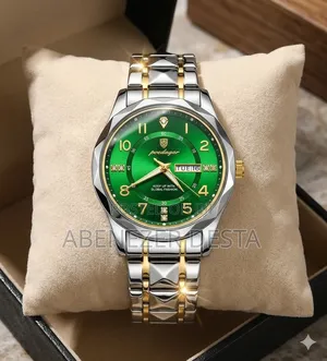 Poedagar 858 Luxury Quartz Men's Wristwatch Featuring a Sunburst Green