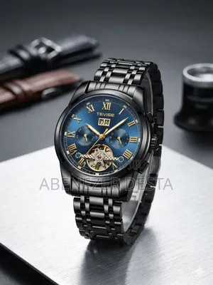 Tevise Automatic Mechanical Watch Featuring a Striking Blue Dial