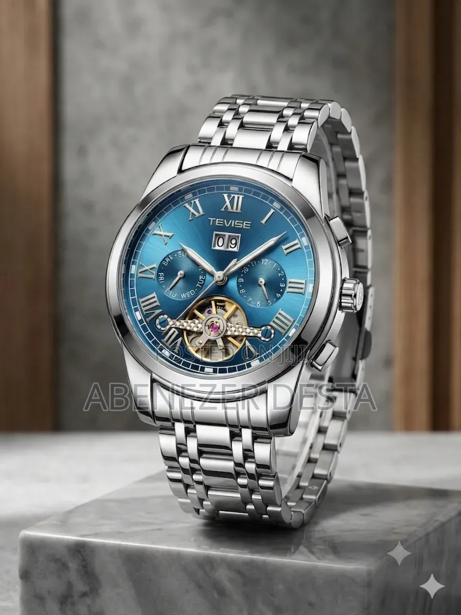 Tevise 9005 Automatic Mechanical Men's Watch With a Blue Dial