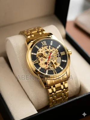 Gold-Toned SKMEI 9222 Automatic Mechanical Men's Watch Featuring An