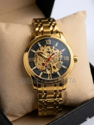 Gold-Toned SKMEI 9222 Automatic Mechanical Men's Watch Featuring An