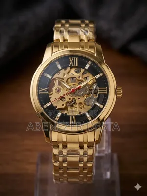Gold-Toned SKMEI 9222 Automatic Mechanical Men's Watch Featuring An