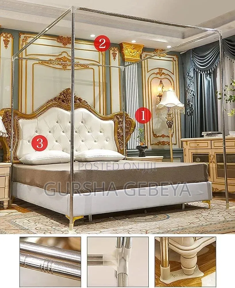 Luxury 4-Sided Double Canopy Mosquito Net ባለ 2 ተደራቢ ዘመናዊ ዛንዚራ