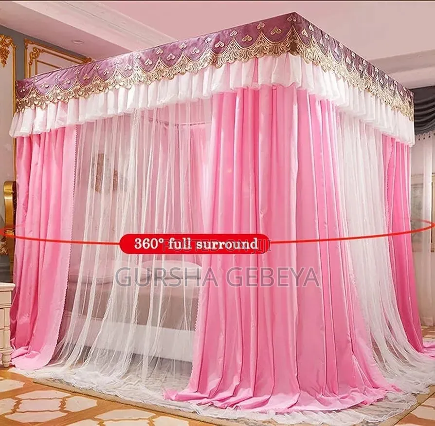 Luxury 4-Sided Double Canopy Mosquito Net ባለ 2 ተደራቢ ዘመናዊ ዛንዚራ