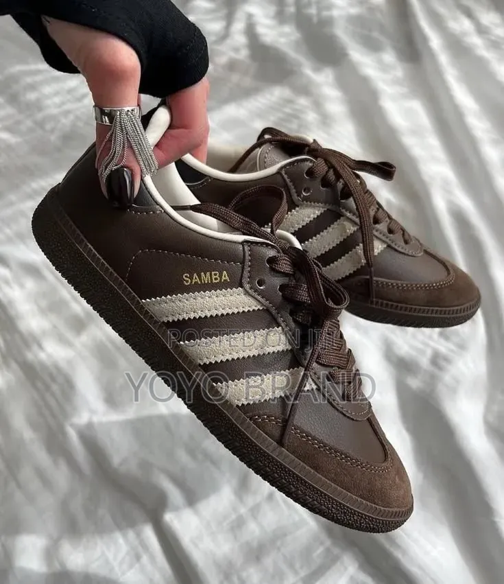 Adidas Samba OG Dark Brown/White Stripes Unisex Sneakers