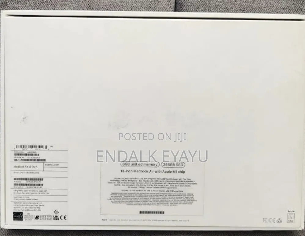 New Laptop Apple MacBook Air 2020 M1 8GB Apple M1 SSD 256GB