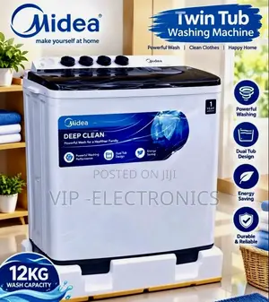Midea Washing Machine 12KG– Semi Automatic, Powerful Wash