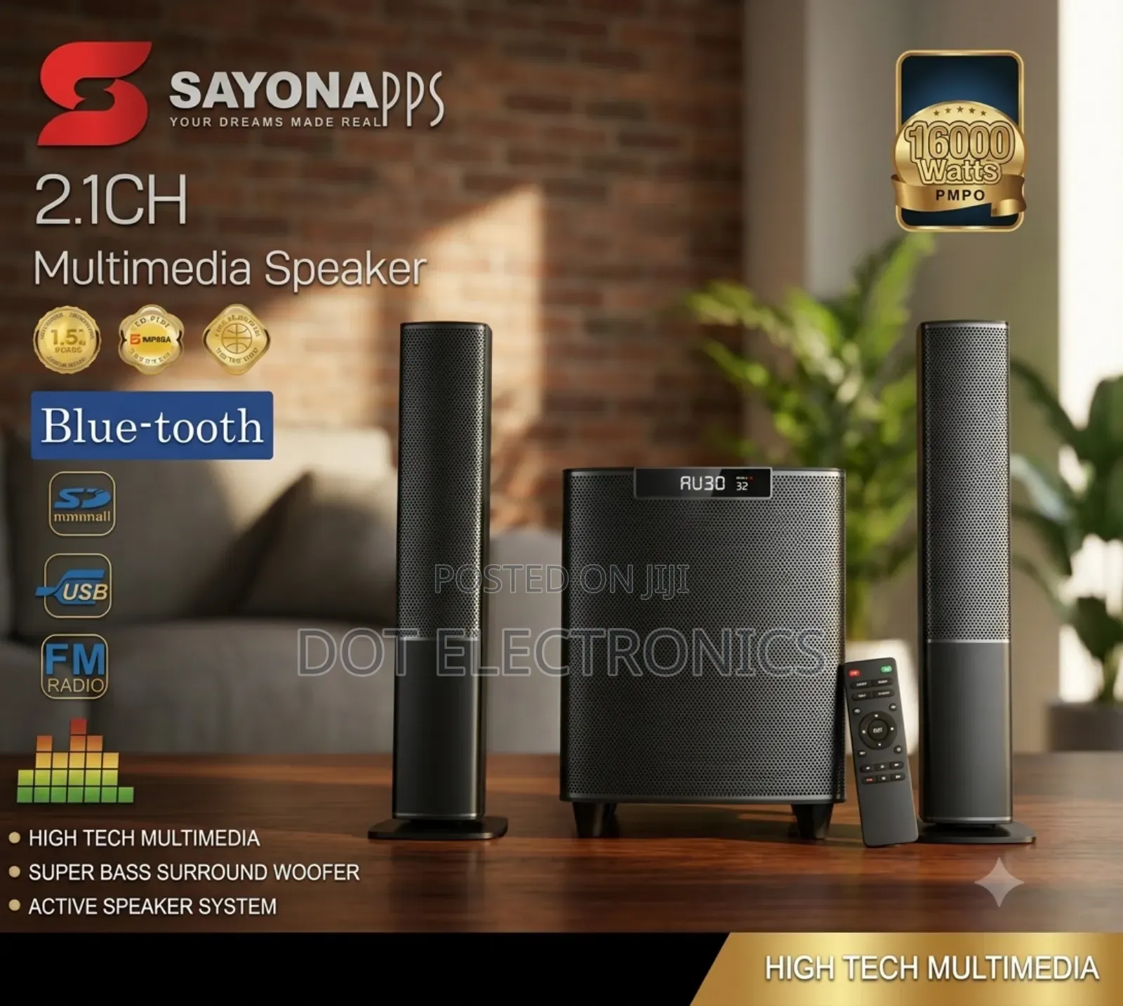 Sayona APPS 2.1 Channel High Tech Multimedia Speaker System