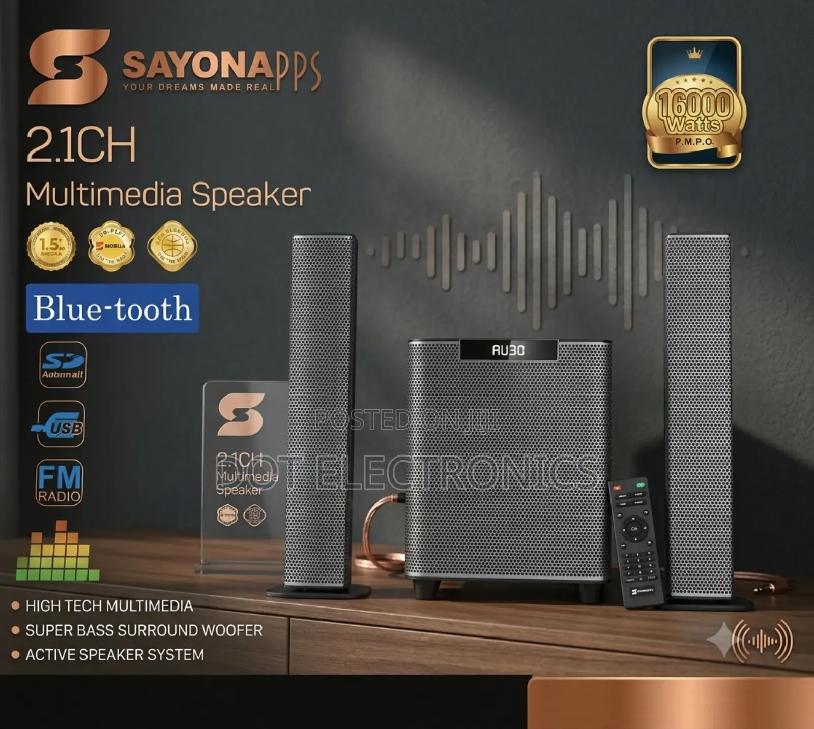 Sayona APPS 2.1 Channel High Tech Multimedia Speaker System
