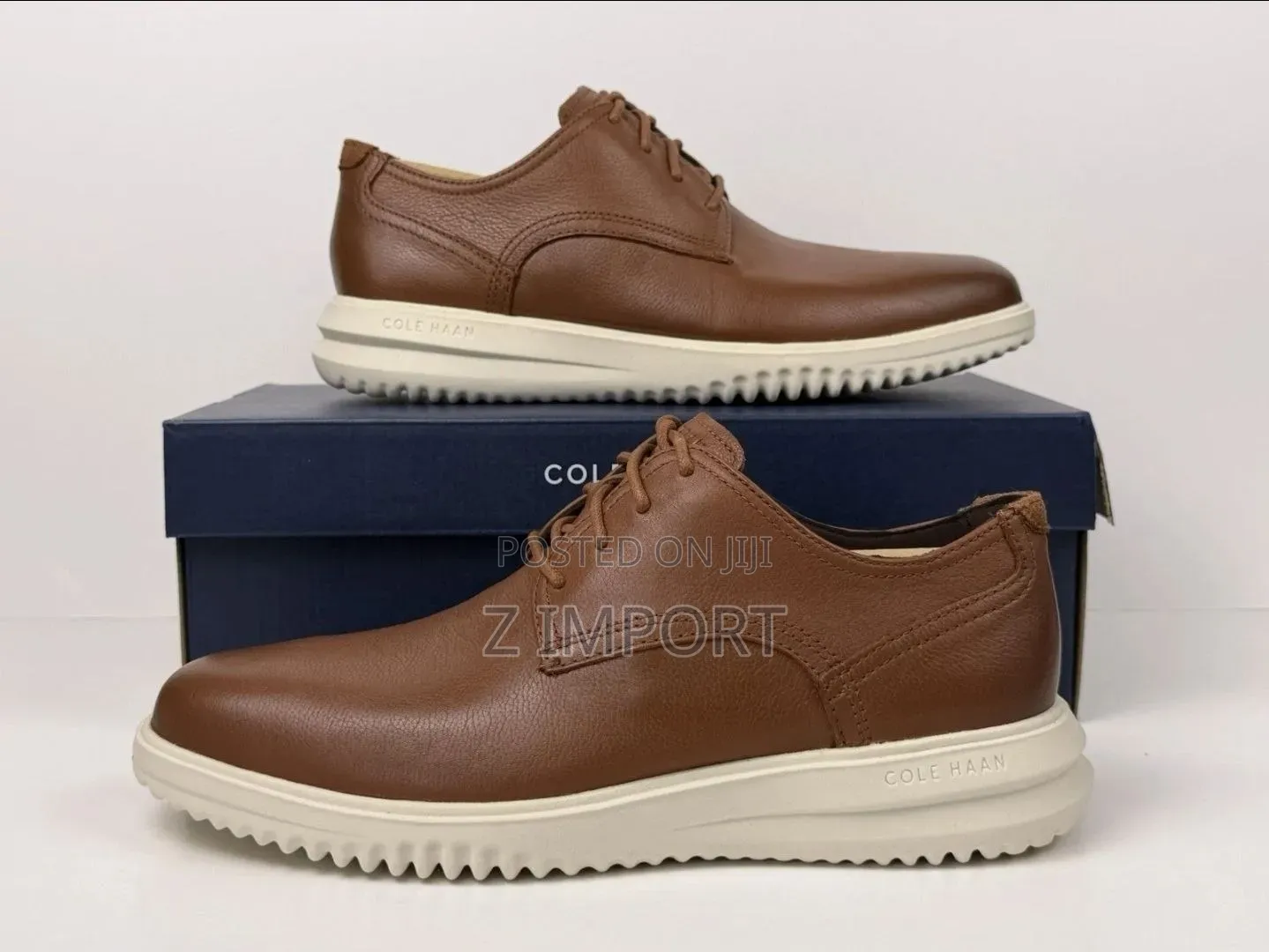 Cole Haan Men's Grand+ Plain Toe Oxfords British Tan Leather Shoe