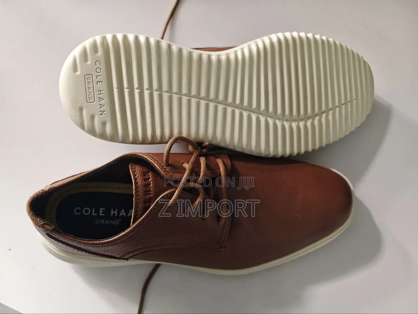 Cole Haan Men's Grand+ Plain Toe Oxfords British Tan Leather Shoe