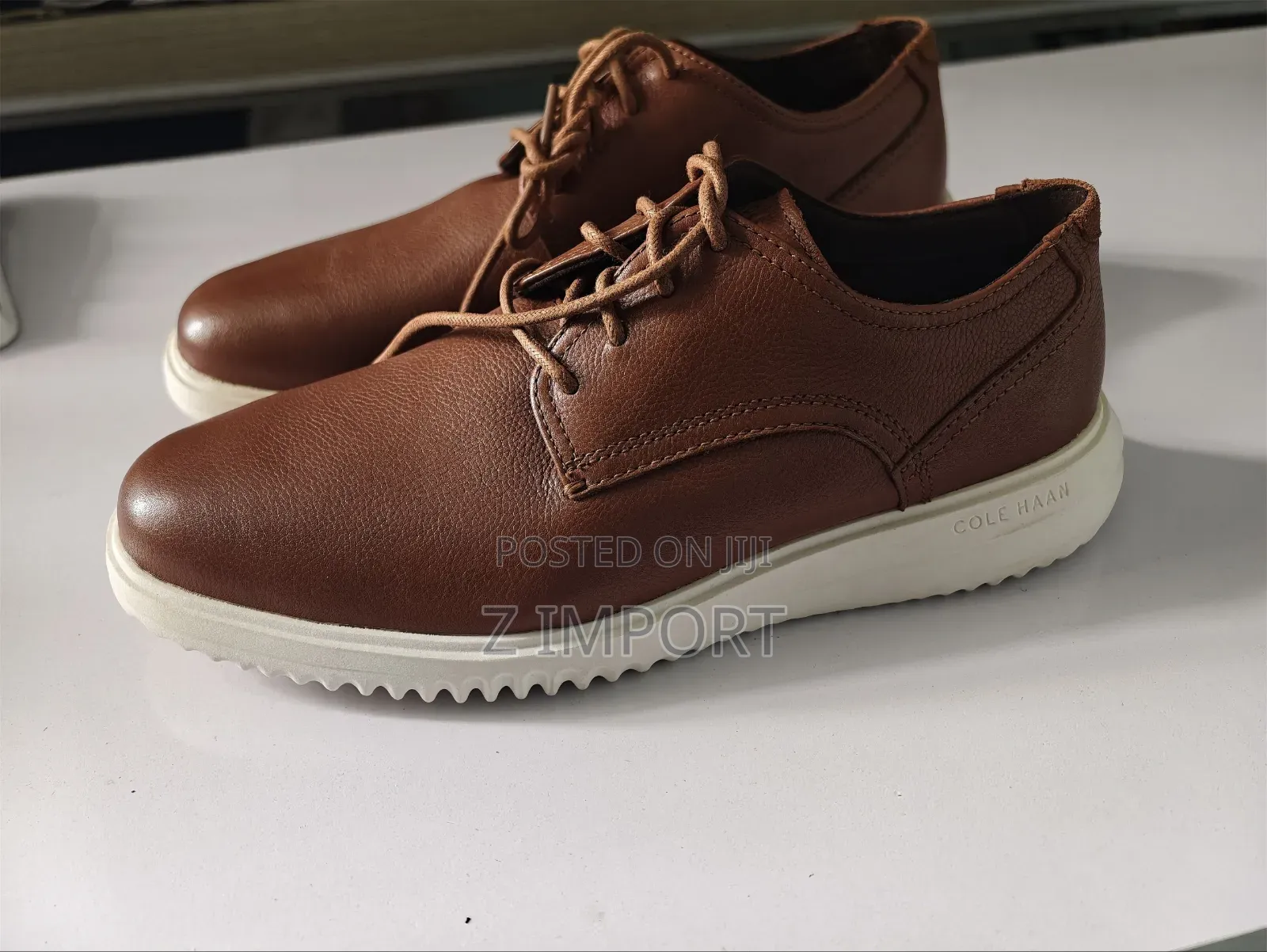 Cole Haan Men's Grand+ Plain Toe Oxfords British Tan Leather Shoe