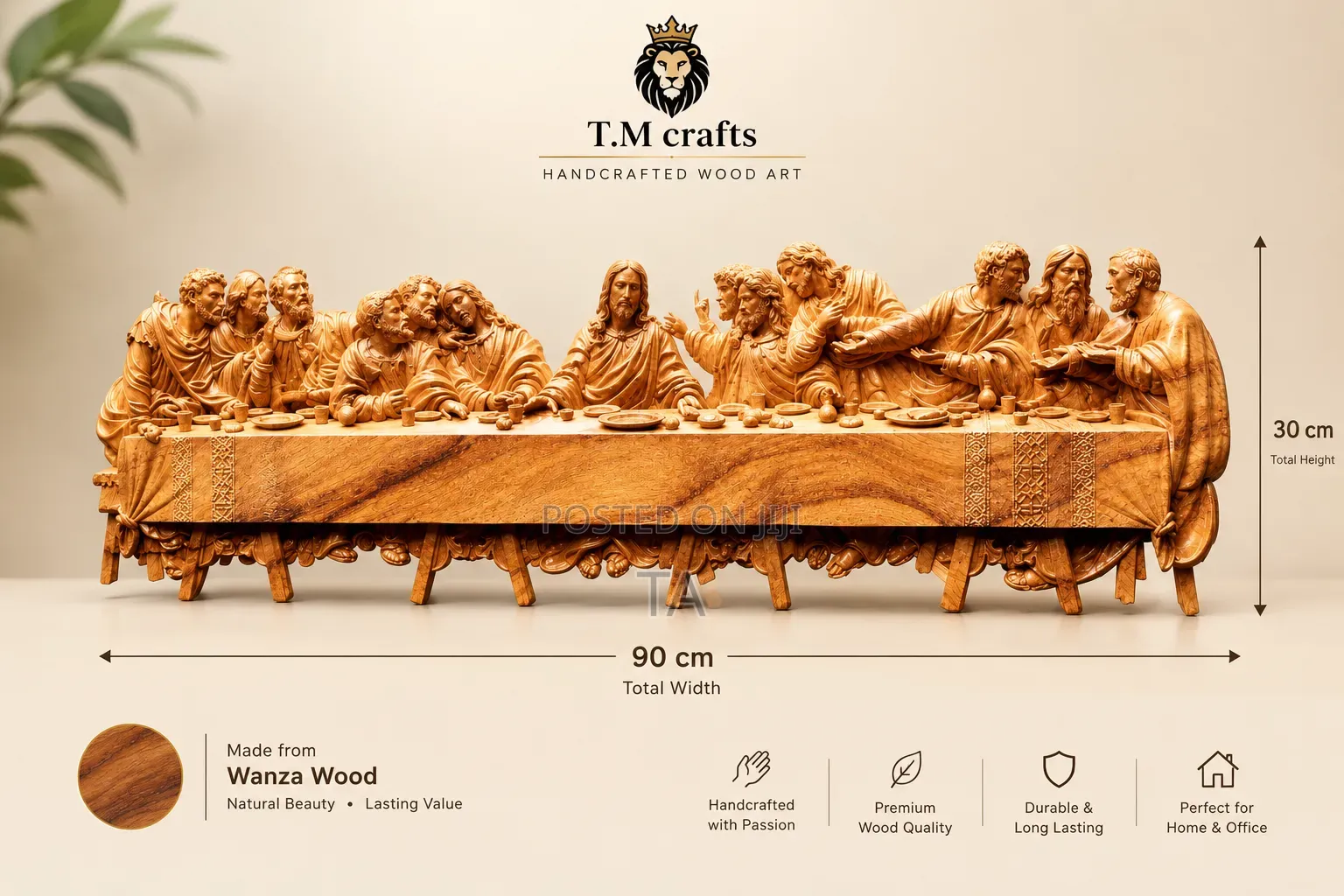 The LAST SUPPER — Handcrafted Wanza Wood Masterpiece የመጨረሻው እራት