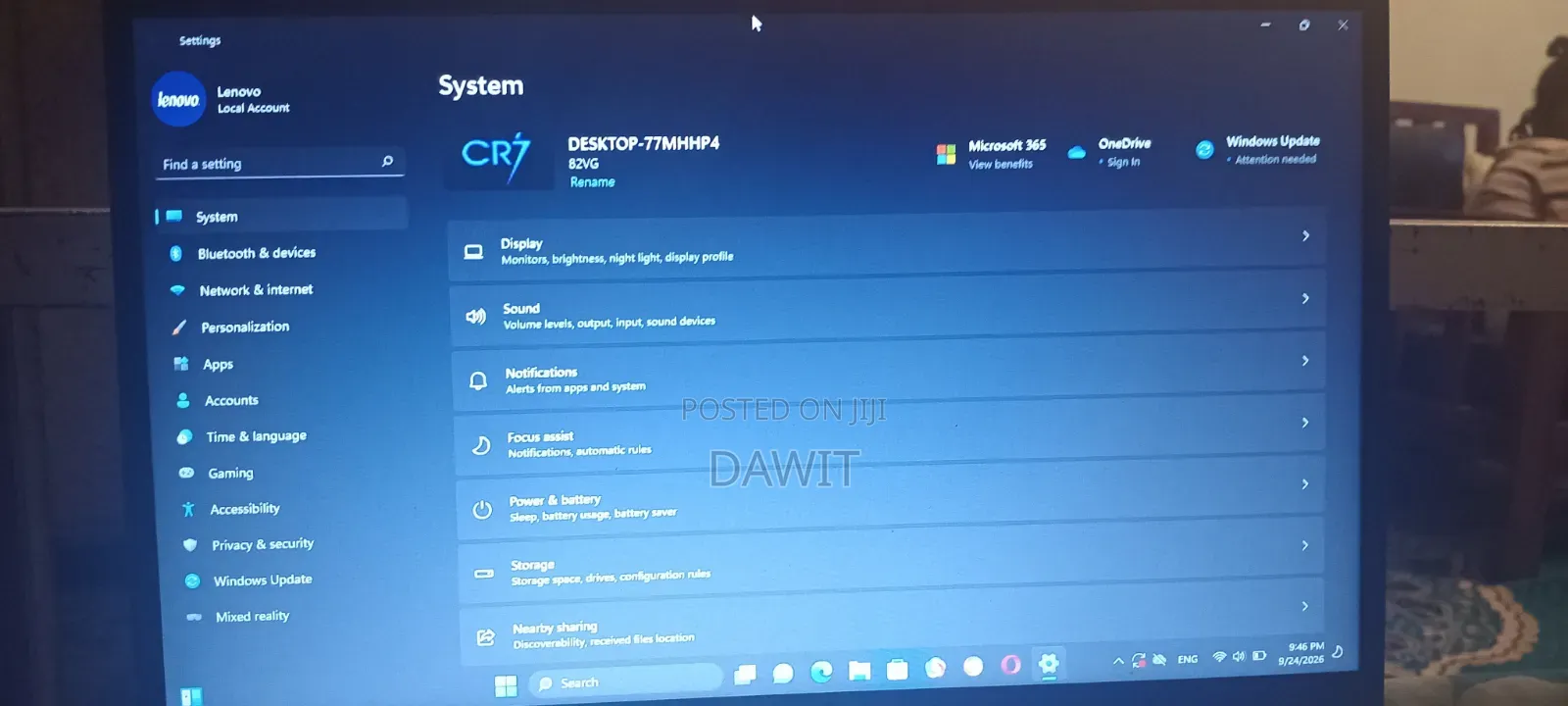 Laptop Lenovo IdeaPad 1 4GB HDD+SSD 128GB