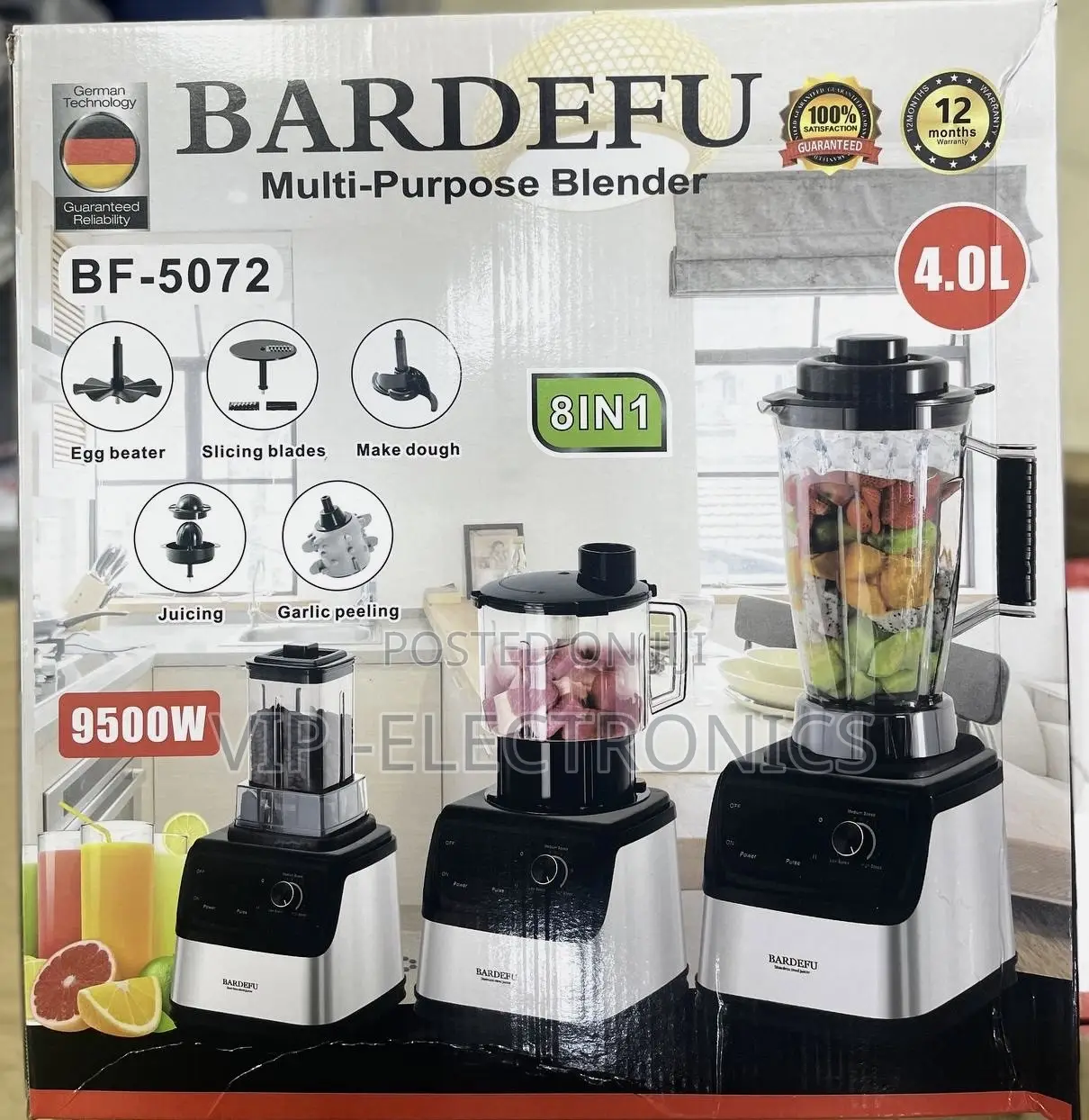 BARDEFU Multi-Purpose Blender 8-in-1 – 4.0L, 9500W Powerful Motor