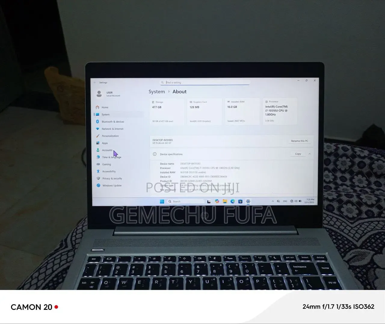 Laptop HP ProBook 440 G7 16GB Intel Core i7 SSD 512GB