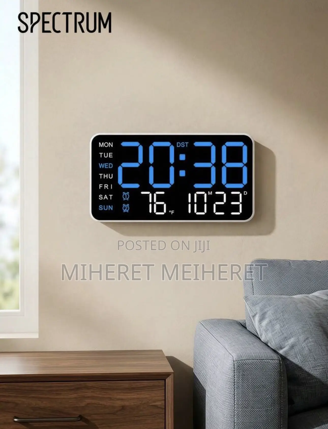 Large Digital Wall Clock With Temperature, Calendar, Alarm