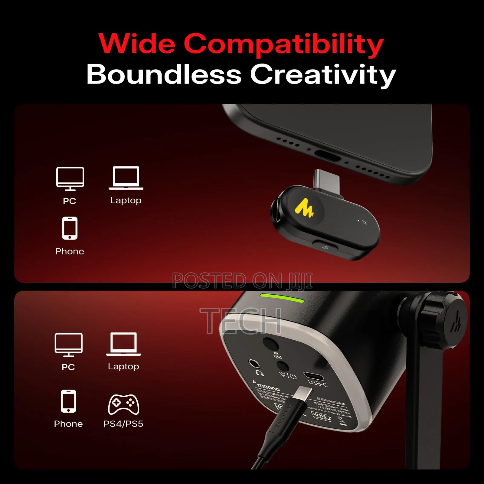 MAONO PD100W Wireless Dynamic Gaming Microphone