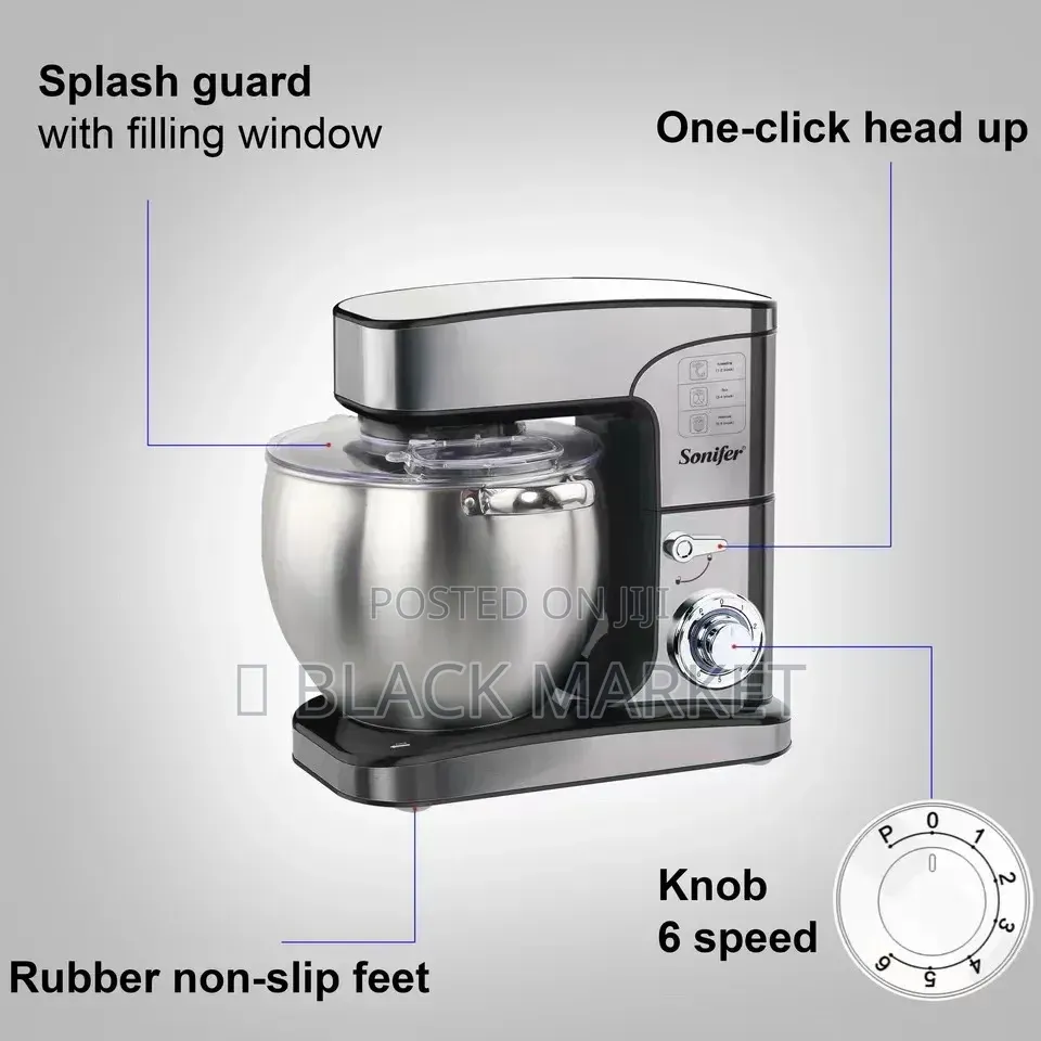 Sonifer Stand Mixer - 12L ሊጥ እና እንቁላል መቀላቀሊያ