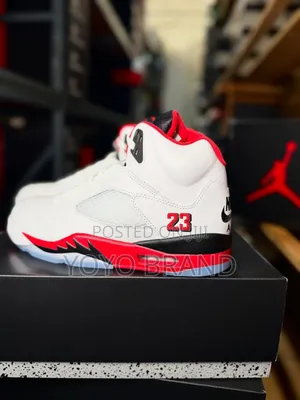 Nike Air Jordan 5 Retro "Fire Red" White/Red Unisex Sneakers