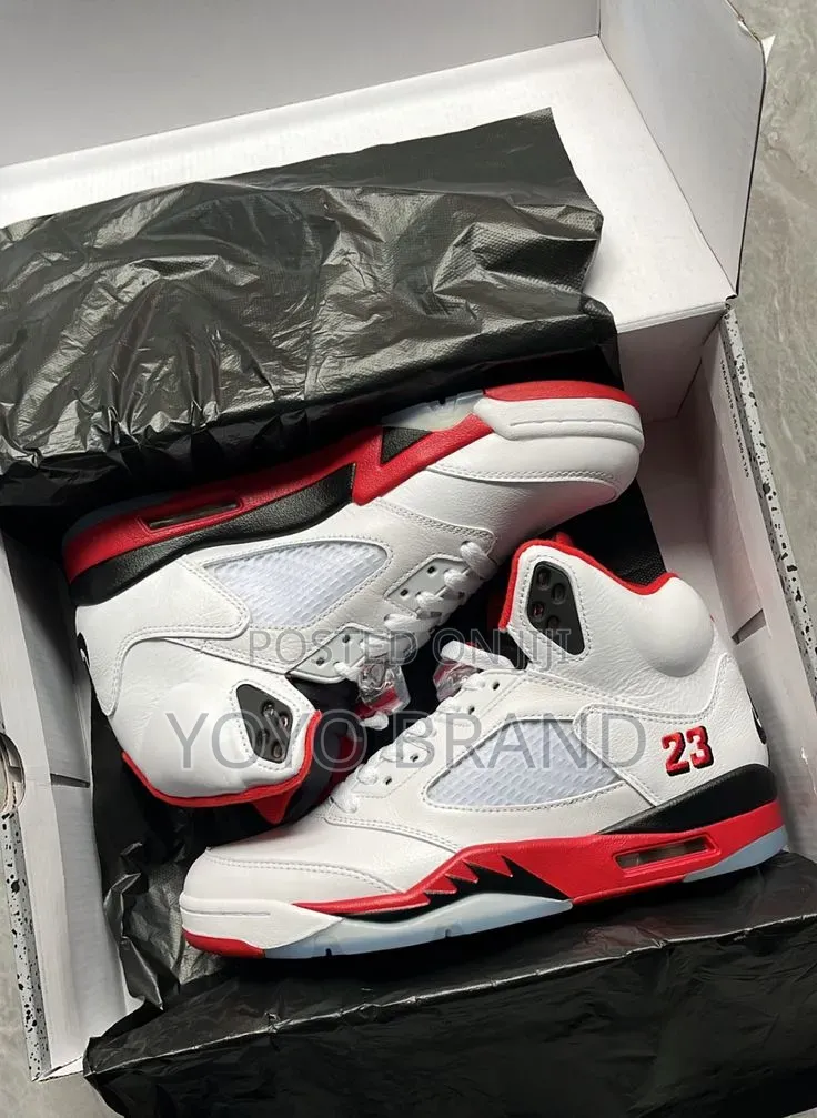 Nike Air Jordan 5 Retro "Fire Red" White/Red Unisex Sneakers