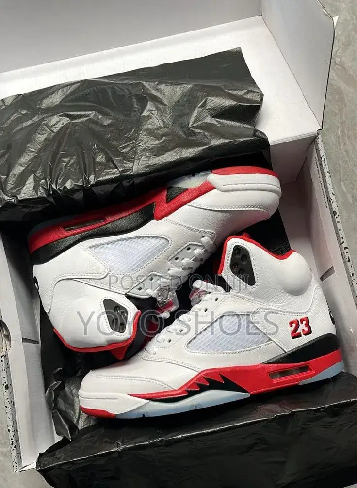 Nike Air Jordan 5 Retro "Fire Red" White/Red Unisex Sneakers